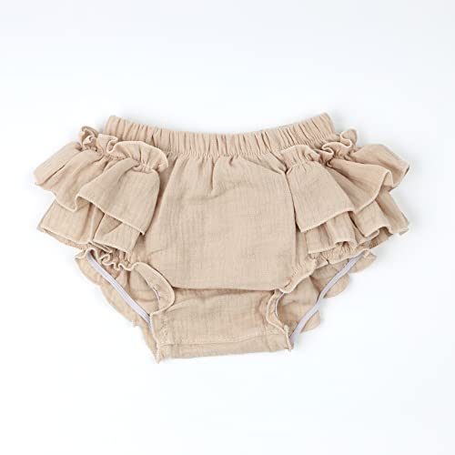 HOOLCHEAN Baby Girls Cotton Gauze Ruffle Bloomer Shorts with Bowknot Headband2