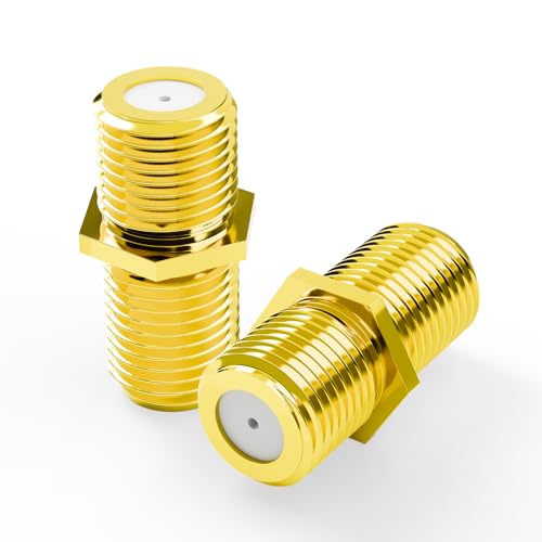 VCE Coaxial Cable Connector, RG6 Coax Cable Extender F-Type Gold Plated Adapter Female to Female for TV, Satellite, 2 Pack VCE Coaxial Cable Connector, RG6 Coax Cable Extender F-Type Gold Plated Adapter Female to Female for TV, Satellite, 2 Pack