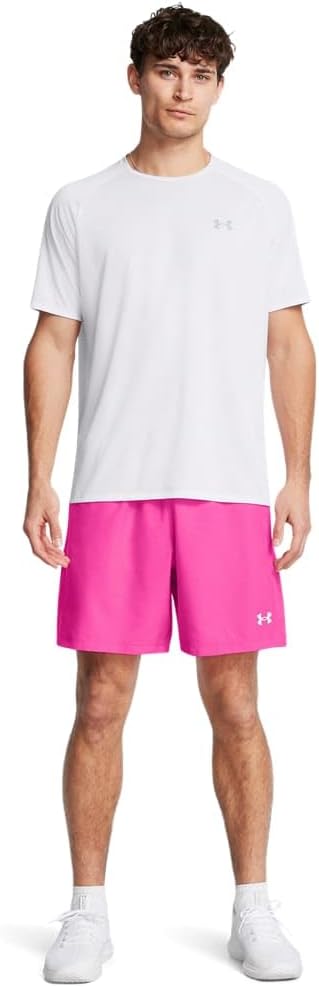 Under Armour Mens Pink Embossed Half Back Woven Training Shorts