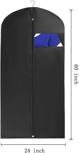 Miniatura 2 de Bolsas de traje de 60 pulgadas para almacenamiento de clóset Paquete de 3 Bolsas protectoras para guardar vestidos, trajes, abrigos y ropa de baile,