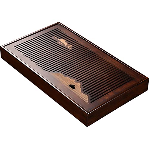 oiakus Rectangle Tea Tray, Bamboo Tea Tray, Chinese Kung Fu Water Storage Tea Tray, Table Service Serving Tea Tray, Detachable Structure, Decorative Tray for Home Office-30cm/38cm/48cm