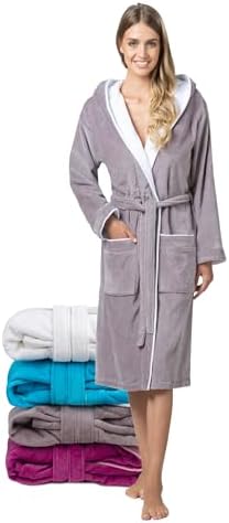 Twinzen Peignoir de Bain Femme avec Capuche - 100% Coton Velours ...