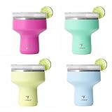 REDUCE Saltini 16oz Cocktail Tumbler - Insulated Margarita Tumbler with Lid-Keeps Drinks Cold for 10 Hours-360 Sippable Martini Glass Alternative-Shatterproof Perfect for Parties - Multicolor - 4 Pack