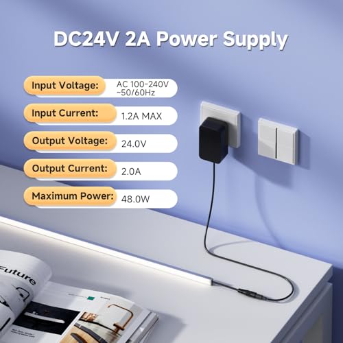 Image of BTF-LIGHTING 24V 2A 48W Power Supply Adapter ETL Listed 100-240V AC to 24V DC Converter Class 2 Power Supply, 5.5x2.1mm Jack for Low Voltage LED Strip Lights, CCTV, Router, Electronics