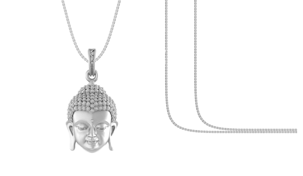 akshat sapphire Sterling Silver (92.5% purity) Spiritual God Gautam Buddha Chain Pendant (Pendant with Chain) for Men & Women Pure Silver religious Gautam buddh Chain Locket for Good Health & Wealth-picture-25