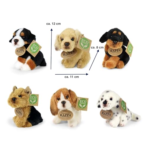 RAPPA Kleiner Hund Kuscheltier ca. 11 cm – weiches Eco-Friendly Stofftier – Perfekter Begleiter für alle Abenteuer (A Weiß/Schwarz/Braun)