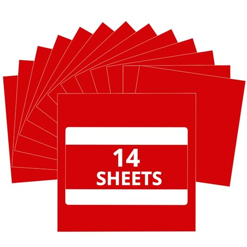 HTVRONT Glossy Red Permanent Vinyl, 14 Pack, 12"x12", for Crafts