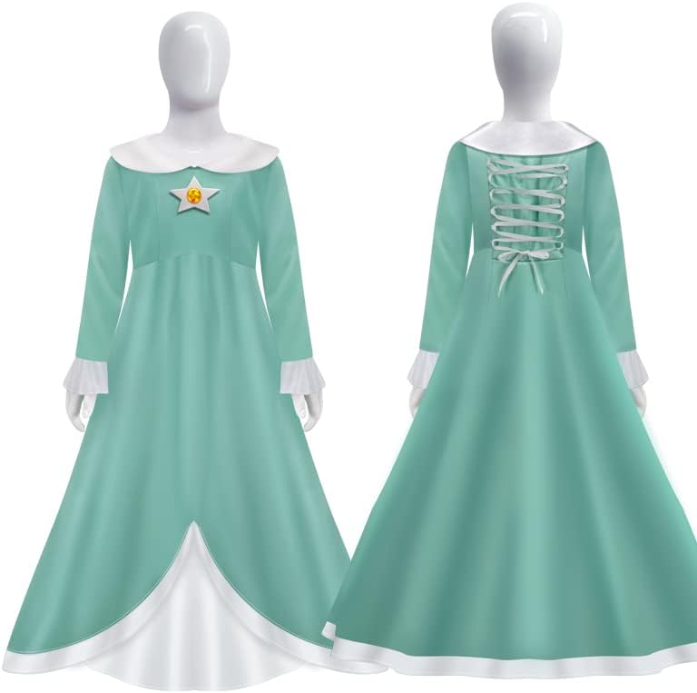 Miniatura 4 de Poboola Disfraz de princesa melocotón de margarita, vestido de cosplay de Super Brothers Rosalina con corona para niños y niñas, disfraz de fiesta
