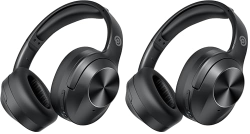 Image of Upgrade Pro‑level Hybrid Active Noise Cancelling Headphones with HD Sound, Wireless Bluetooth Headphones Over The Ear Unequaled Comfort, Vivid Deep Bass, for Home Office Travel, Black , (Pack of 2)
