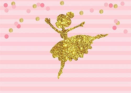 OERJU 5x3ft Happy Birthday Backdrop Ballet Dancer Princess Pink and Gold Ballerina Background for Photography Baby Shower Banner Girl Birthday Party Photo Backdrop