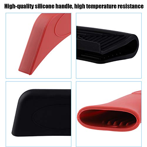 ADXCO 12 Pack Silicone Hot Handle Holders Rubber Pot Holders Cover Non Slip Assist Pan Holder Grill Pan Scraper Skillets Scraper for Cast Iron Skillets Frying Pan, BBQ and Kitchen Cookware Handles