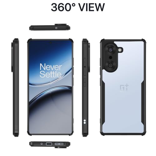 Image of Pikkme Back Cover for OnePlus Nord Ce 5 5G | Ultra Hyrbid | Full Camera Protection | Raised Edge | Crystal Clear Transparent Bumper Case (Black)