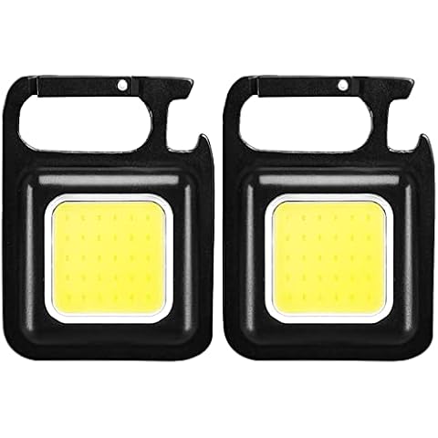 2PCS LED Small Flashlight 800 Lumens Multifunctional Keychain Emergency Light, Mini COB Keychain Work Light USB Rechargeable Waterproof Portable Keyring Torch 3 Modes for Walking Camping Cover