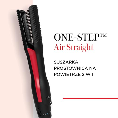Revlon One-Step Air Straight 2-in-1 Dryer & Air Straightener | Dry & straighten with hot air without extreme heat, Optional Shine Boost with heated teeth & plates infused with Argan oil | RVDR5330UK