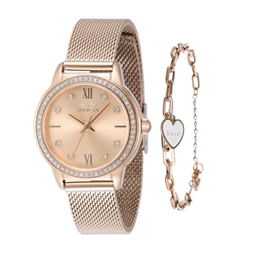 Montre femme Invicta Angel en acier fini les rayures avec ce garde-temps quartz de 30mm