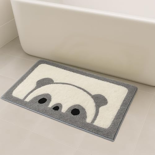 Image of Luxe Home Bath Mat Canada Panda Super Soft Anti Skid Slip Water Soak Washable Door Mats for Home, Bathroom Mat, Floor Mat, Kitchen Mat for Floor (40x60 cm) Grey