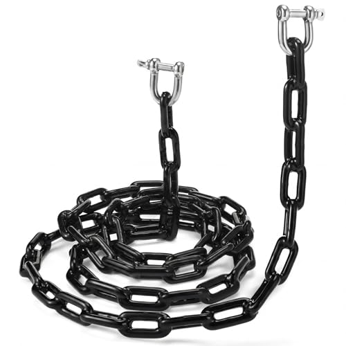 MorningRo PVC Coated Boat Anchor Chain 1/4 Inch x 4ft/ 5ft/ 6ft/ 7ft Anchor Chain for Boats with Stainless Steel Shackle Boat Safety(6 ft X 1/4 Inch Black 1 Pack)