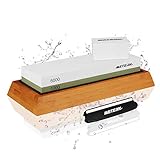 Knife Sharpening Stone Set, Meterk Whetstone 1000 6000 Side Grit Knife Sharpener with Non Slip Bamboo Base & Angle Guide & Flattening Stone, Wet Stone Sharpening Kit for Kitchen