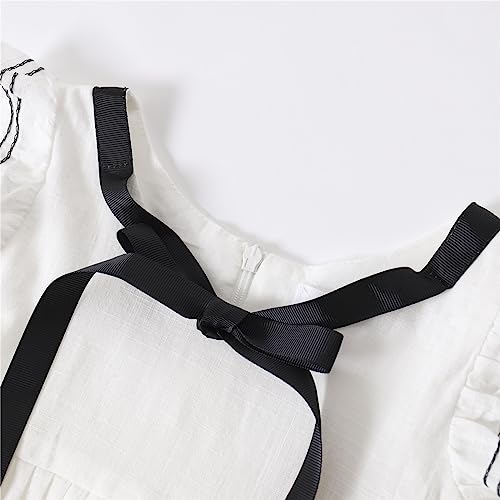 Mud Kingdom Toddler Little Girls Dress Flutter Sleeve Bow tie School Uniform Casual Summer3