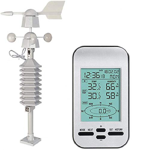 Outdoor Wireless Wetterstation, mit Sensoren Wasserdichtes Wetterstation, Fügen Wetter, Temperatur, Druck, Feuchtigkeit, Windmesser, Regen Messer, Uhr