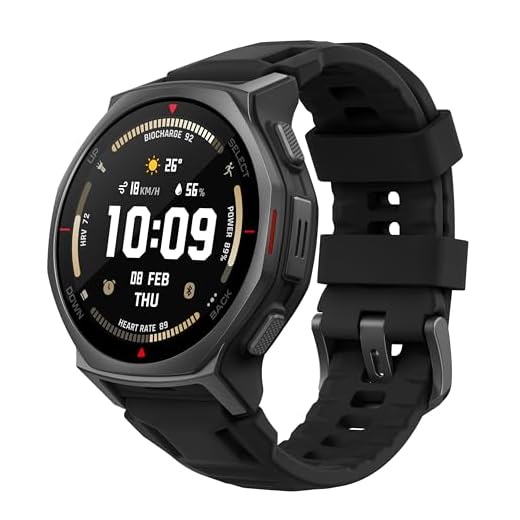 Amazfit T-Rex 3 Pro Outdoor Smartwatch 44 mm Saphir-AMOLED, Taschenlampe, Titanlünette, Dual-Band GPS, Offline-Karten, bis zu 17 Tage Akku, 10 ATM, 180+ Sportmodi, Android & iPhone, Schwarz