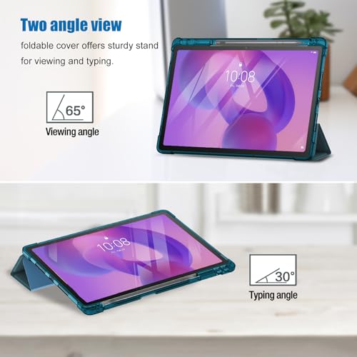 Image of ProCase Smart Case for 2025 Lenovo Idea Tab Plus 12.1 Inch /Tab K12, Teal | Slim Light Cover Trifold Stand Hard Shell Folio Smart Protective Case for Idea Tab Plus /Tab K12 (TB361FU /TB361ZU)