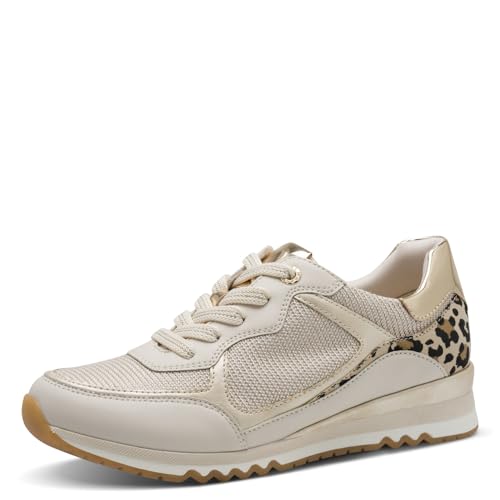 MARCO TOZZI Damen Sneaker flach mit Schnürsenkeln Vegan, Beige (Cream Comb), 37 EU