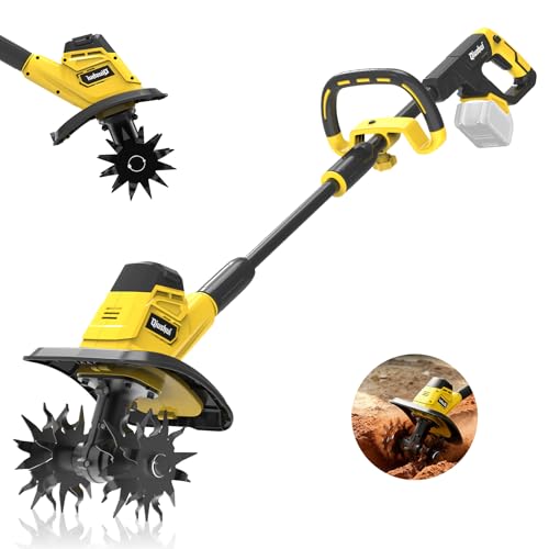 Cordless Garden Tiller Cultivator Compatible with Dewalt 20V MAX Battery, 360 RPM Electric Rototiller, 48 Steel Tines, 9.0