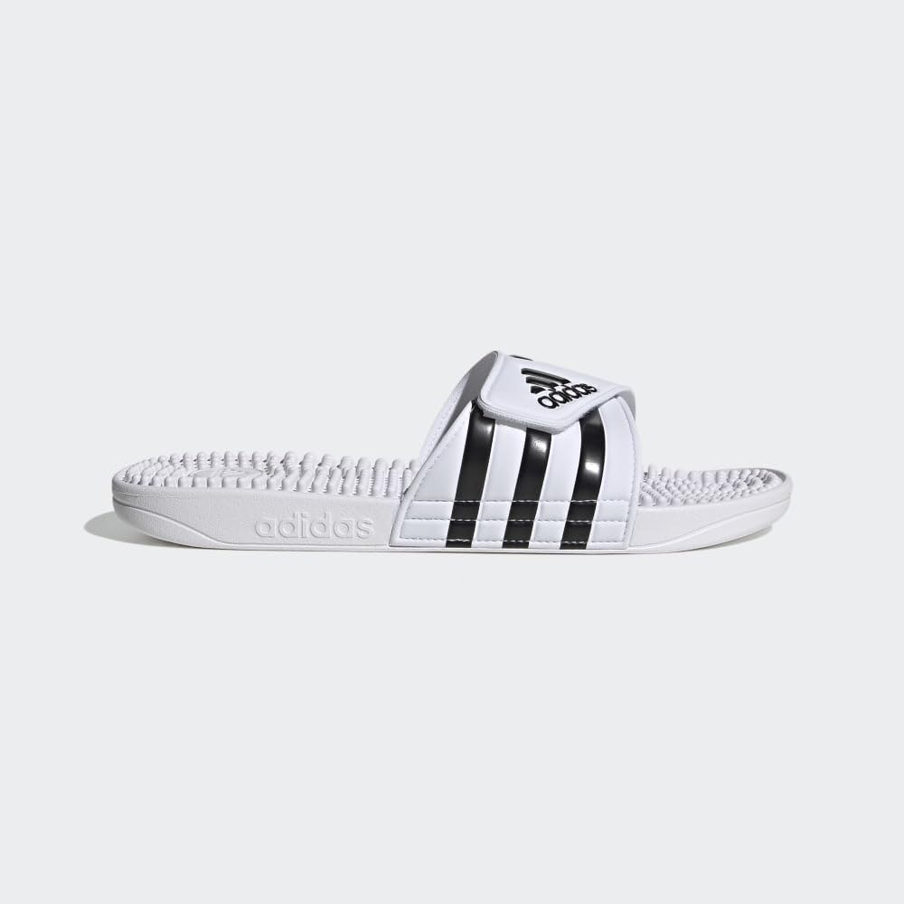 adidas Unisex-Adult Adissage Slides Sandal, White/Core Black/White, 14 Women/13 Men