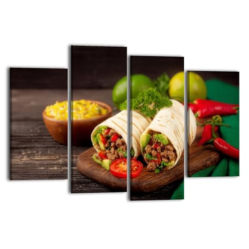 Canvas Wall Art for Bedroom 4 Panels Mexican burritos stuffed
