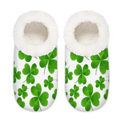 Irish Spring Green Clover Women's Slippers Socks Cozy Fuzzy Sherpa House Shoes Winter House Bedroom Slippers St Patrick's Day2