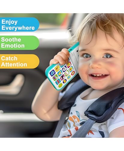Image of iPlay iLearn Baby Cell Phone Toy for 6-12 Months | Flip Smartphone Pretend Play Musical Toy with Mirror & Sounds | Montessori Learning Toy for Toddlers (Pack of 1)