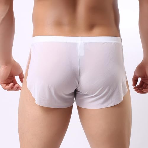 Mesh Boxer Briefs for Men See Through Underwear Split Side Shorts Sexy Boxers Underpants3