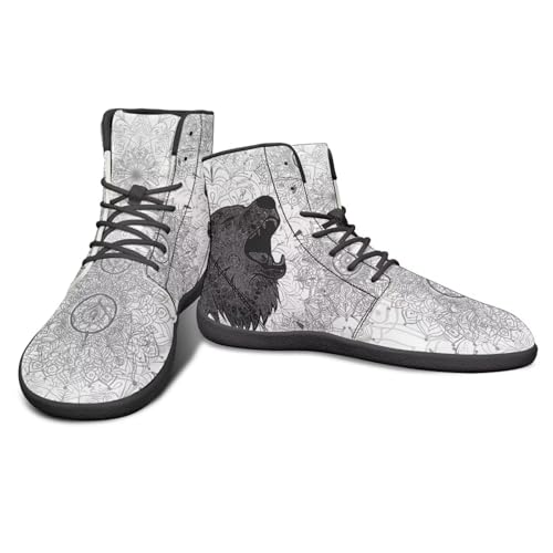 Dragon Print Women High Tops Shoes Men Horse Print Classic Lace Up Wide Toe Wolves Print PU Leather Sneaker Street Casual Athletic Shoes4