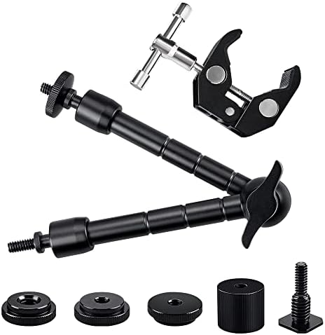 Sinvitron® Magic Arm with Super Clamp, 1/4''-20 Threaded Articulating Arm with Cold Shoe Mount for Monitor, LED Light, Microphone