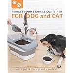 DDMOMMY 10-13LBS Dog Food Storage Container, Cat Food Container Airtight, Pet Food Container with Scoop and Silicone Dog Bowl,Cat Food Storage Container Dry Food