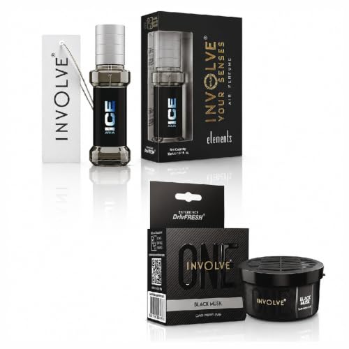 Image of Involve ONE Black Musk Car Perfume & Element Aqua Ice Spray Air Car Perfume Combo (Pack of 2) | Long Lasting Fragrance | Car Fresheners | Car Accessories Interior | Car Accessories 2026