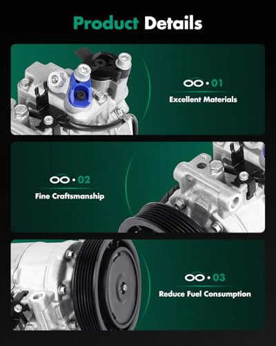 Image of SCITOO AC Compressor fit for Audi A6 2.8L 2008-2011 | Fast Cooling, Ultra Low Noise (≤72 dB)Air Conditioner Compressor with Clutch, Easy Installation, 4F0260805AB 4F0260805AF