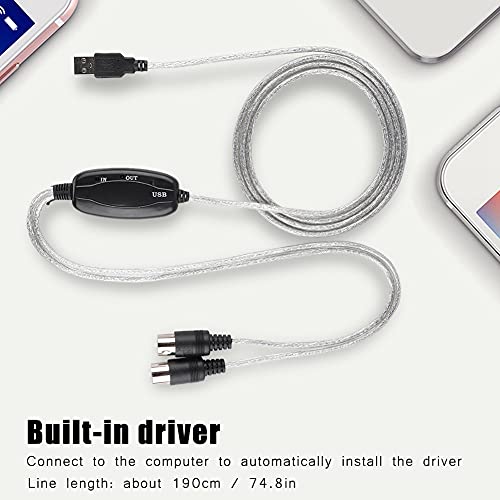 Câble convertisseur MIDI USB d'édition musicale interface PC pour clavier et synthétiseur - 5