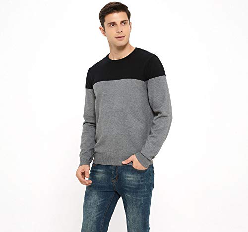 Zluxurq Men's Crewneck Long Sleeve Pullover Soft Color Blocke Striped Sweater Size Xl #TOP1