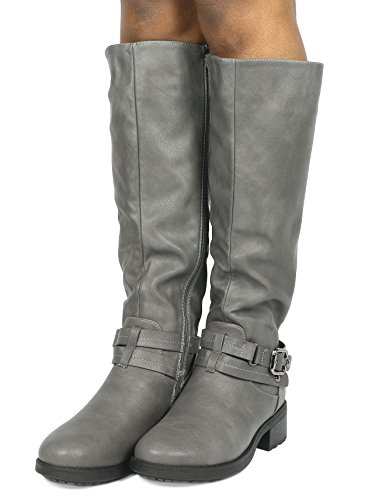 Dream Pairs Women's Uncle Grey Knee High Motorcycle Riding Winter Boots Size 9.5 M Us #TOP16