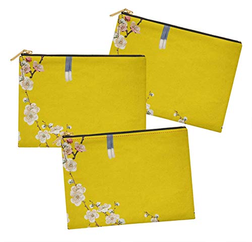 S4Sassy Yellow Blossom & Pin Tailed Whydah Bird - Estuche multiusos para lápices de maquillaje (3-6 x 8 pulgadas) Cover