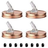 Mason Jar Pour Spouts. free flow Mason Jar Pour Spouts, mason jar for spout regular mouth size 70mm dispenser germination cover. Suitable for any liquid. Leak-Proof 4-Pack + 8 Lid Caps (rose gold) -  ziHenryDa