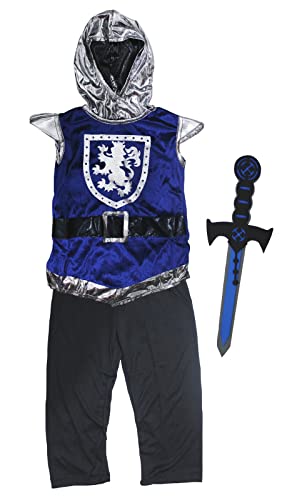 Petitebelle Costume de chevalier médiéval pour garçon de 3 à 12 ans (bleu, 8 à 10 ans) Cover