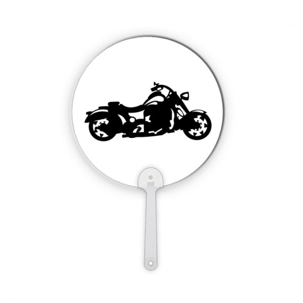 Fan portable rond en plastique rigide noir avec illustration de moto durable