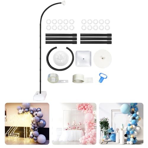 Supporto per arco di palloncini regolabile da 2,4 m, pieghevole, con supporto per compleanno, matrimonio, baby shower (Nero)