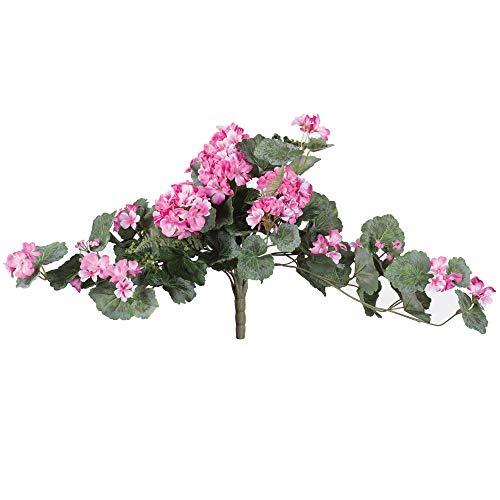 Vickerman Everyday Artificial Light Pink Geranium Hanging Bush 22" Long - Premium Faux Floral Decor for Wedding or Everyday Arrangements - Maintenance Free Flowers