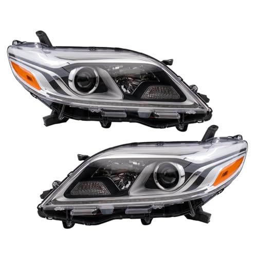 Image of TRQ 2 Piece Headlight Assembly Set Halogen Driver & Passenger Side Compatible with Toyota Sienna Limited XLE 2015-2020 Sienna XLE Premium 2018-2020 With LED Daytime Running Lights TO2502230 TO2503230