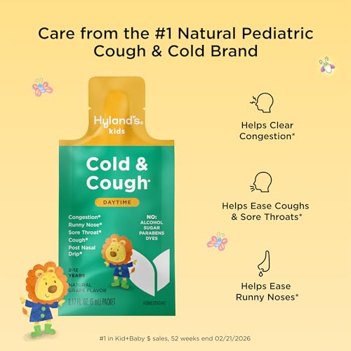 Image of Hyland's Kids Cold & Cough Syrup Daytime, 12 Pre-Measured Packets (Grape)