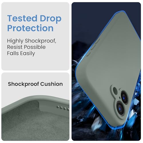 Image of FireNova Designed for iPhone 16 Case, Silicone Upgraded [Camera Protection] Phone Case, Soft Anti-Scratch Microfiber Lining Inside, 6.1 inch, Calke Green